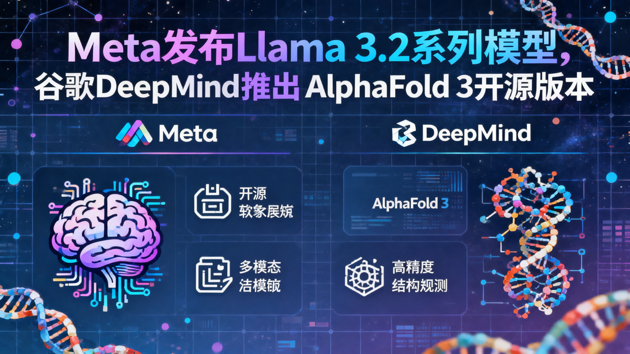 Meta发布Llama 3.2系列模型，谷歌DeepMind推出AlphaFold 3开源版本