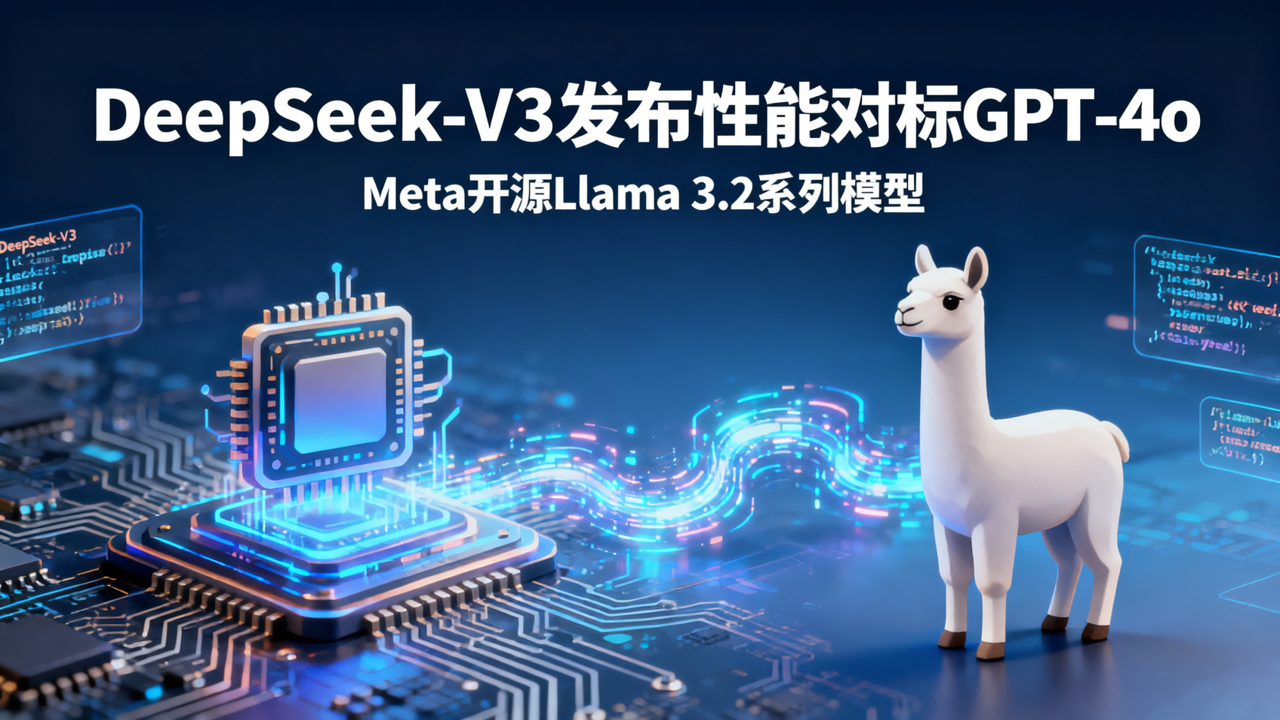 DeepSeek-V3发布性能对标GPT-4o，Meta开源Llama 3.2系列模型