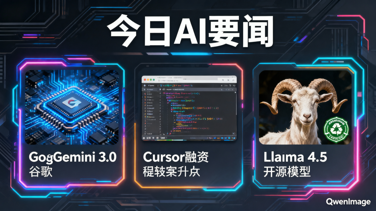 今日AI要闻：谷歌发布Gemini 3.0，AI编程工具Cursor获新融资，开源模型Llama 4.5亮相