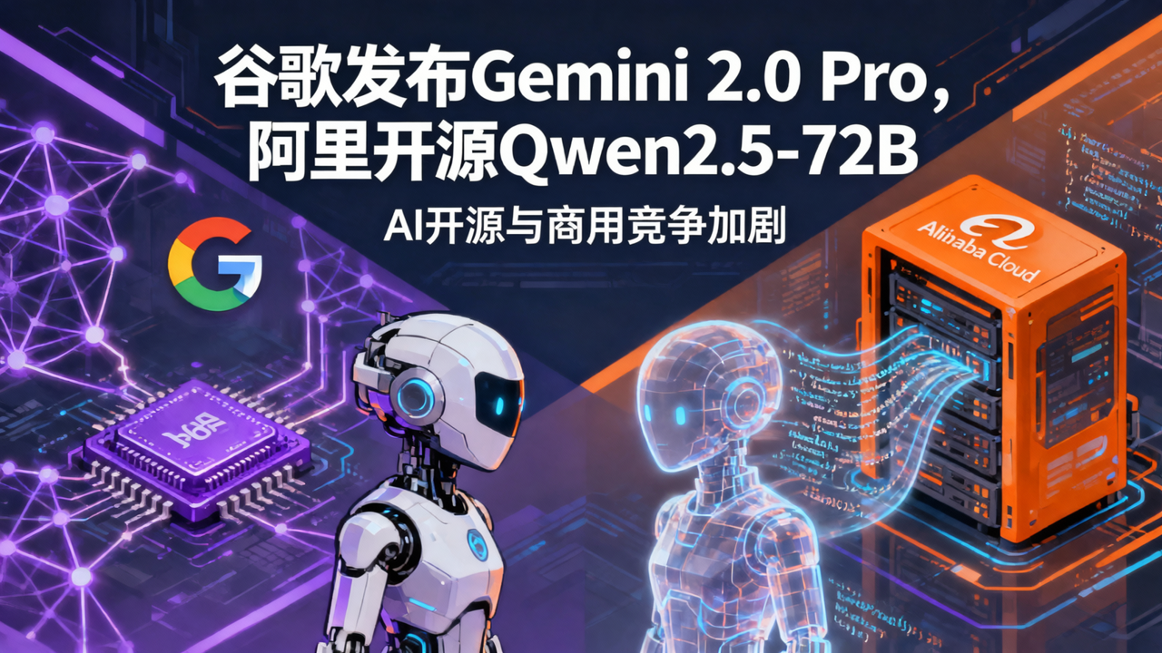 谷歌发布Gemini 2.0 Pro，阿里开源Qwen2.5-72B，AI开源与商用竞争加剧