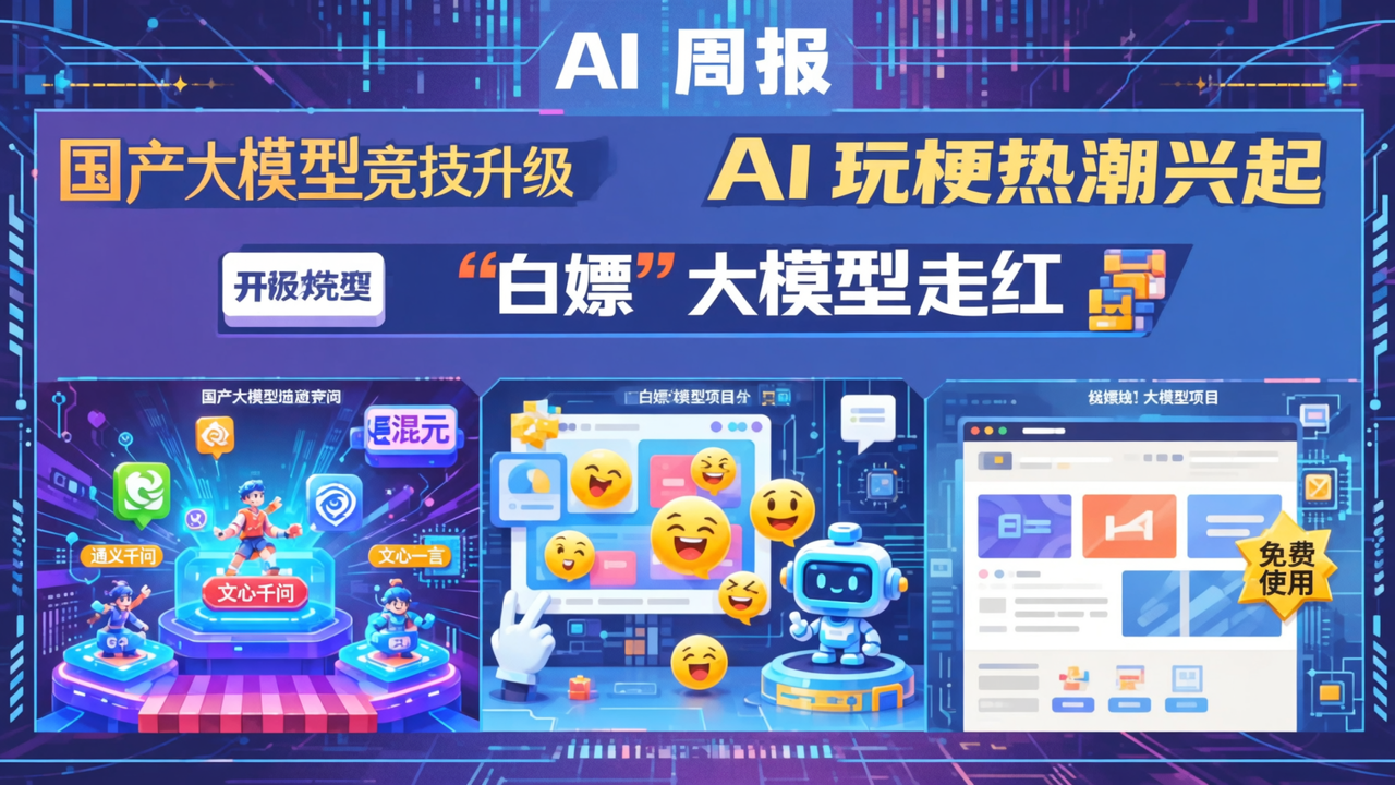 AI 周报：国产大模型竞技升级、AI 玩梗与“白嫖”大模型项目走红