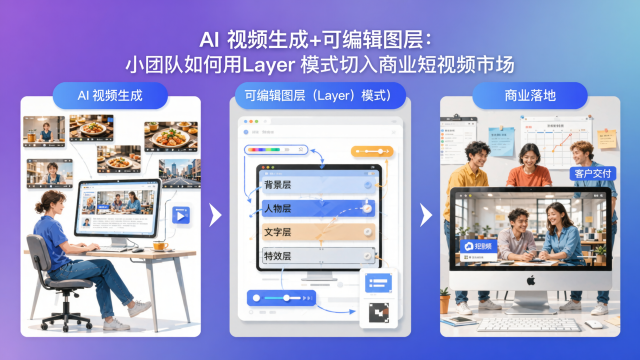 AI 视频生成+可编辑图层:小团队如何用 Layer 模式切入商业短视频市场