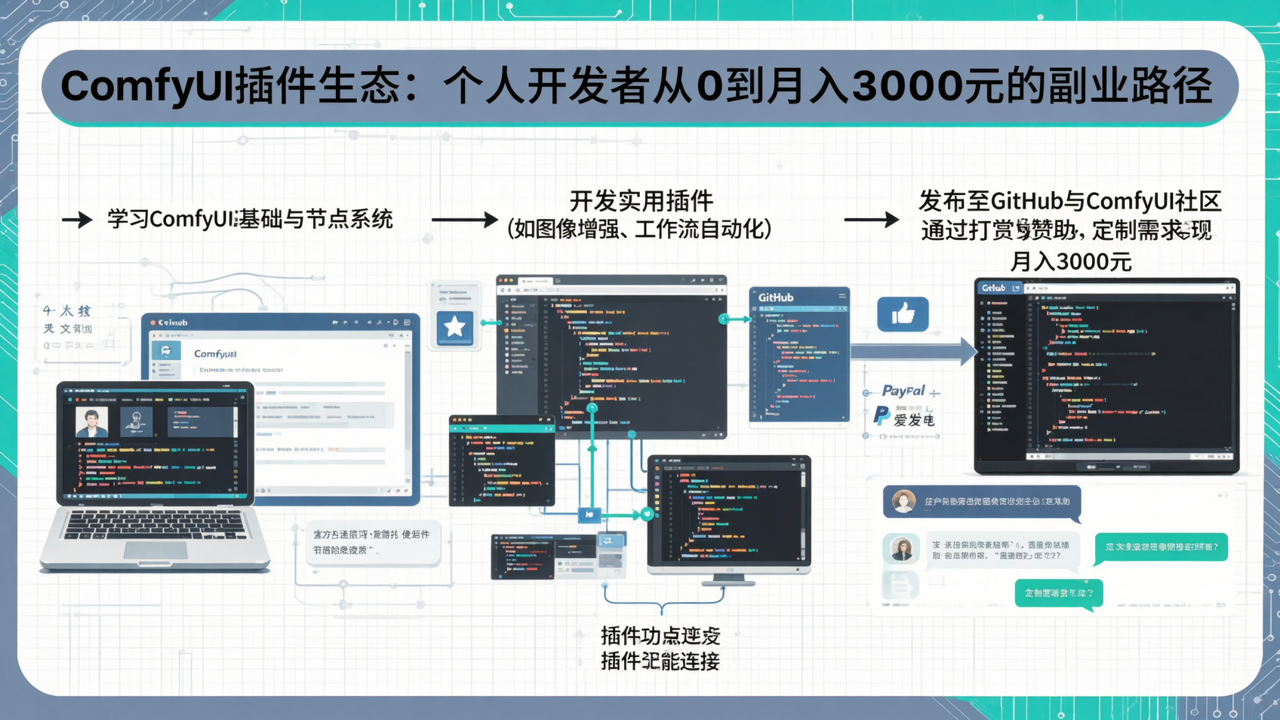ComfyUI插件生态:个人开发者从0到月入3000元的副业路径