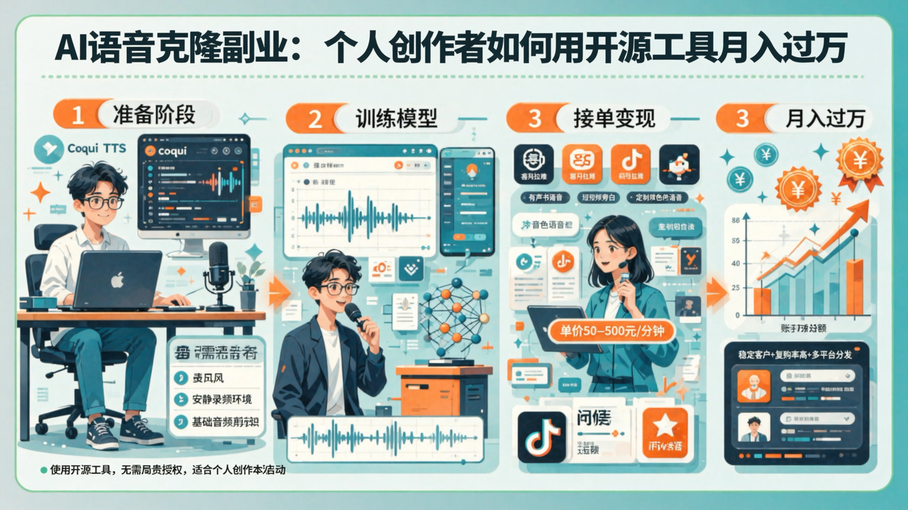AI 语音克隆副业：个人创作者如何用开源工具月入过万