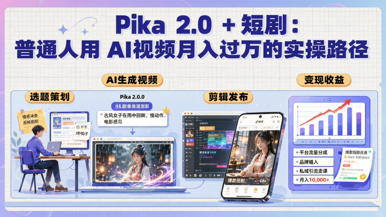 Pika 2.0 + 短剧：普通人用 AI 视频月入过万的实操路径