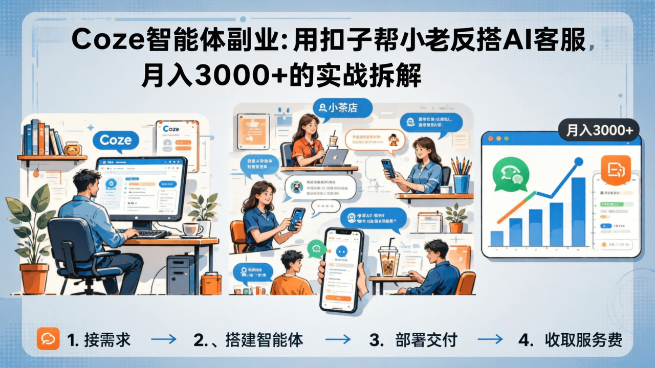 Coze智能体副业：用扣子帮小老板搭AI客服，月入3000+的实战拆解