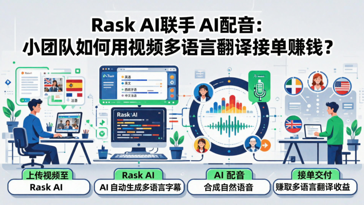 Rask AI 联手 AI 配音，小团队如何用视频多语言翻译接单赚钱？