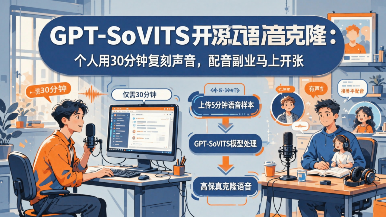 GPT-SoVITS 开源语音克隆：个人用 30 分钟复刻声音，配音副业马上开张