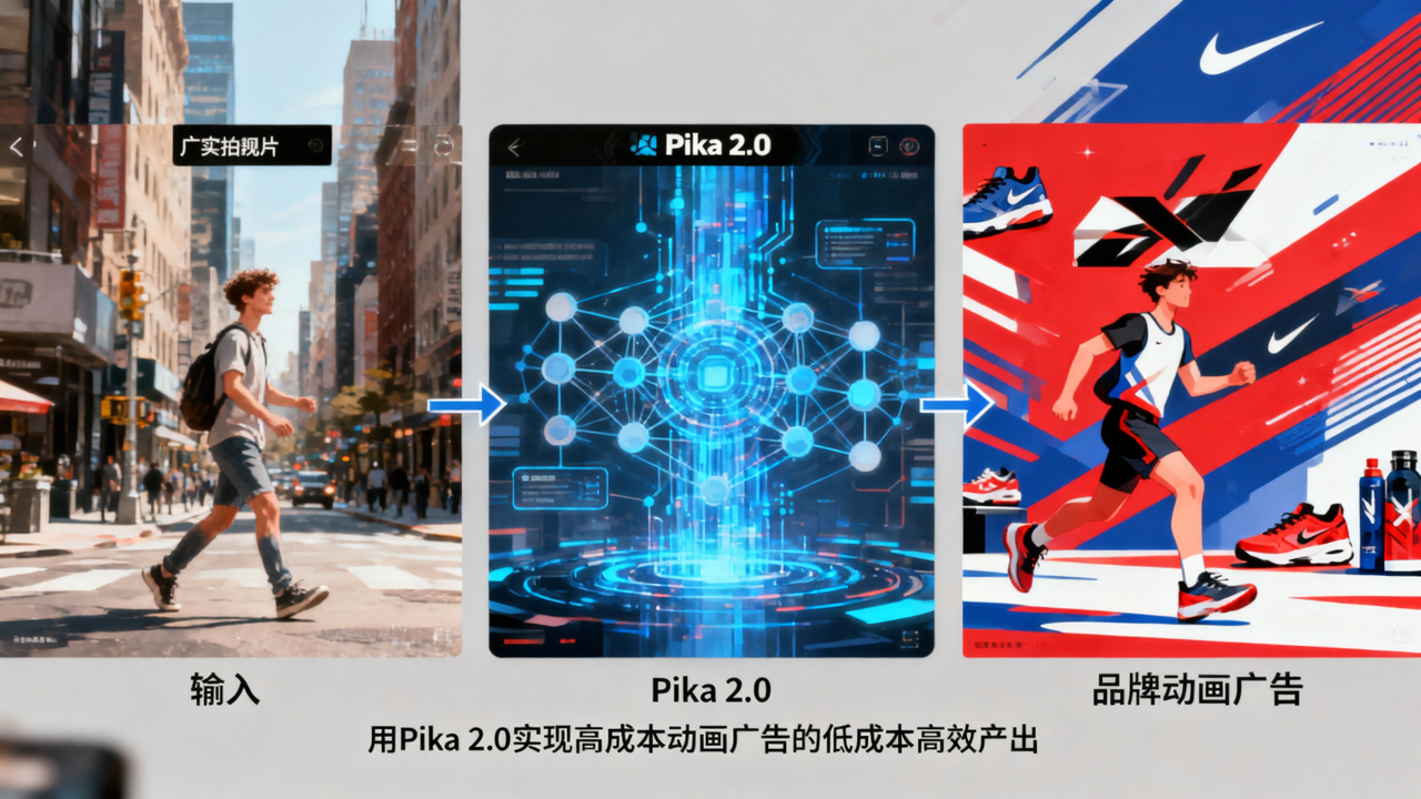 Pika 2.0 视频风格迁移：接品牌动画广告单的降维玩法