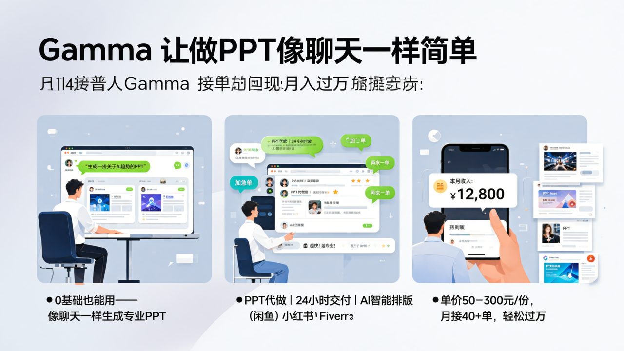 Gamma 让做PPT像聊天一样简单，普通人靠它接单月入过万的实操路径