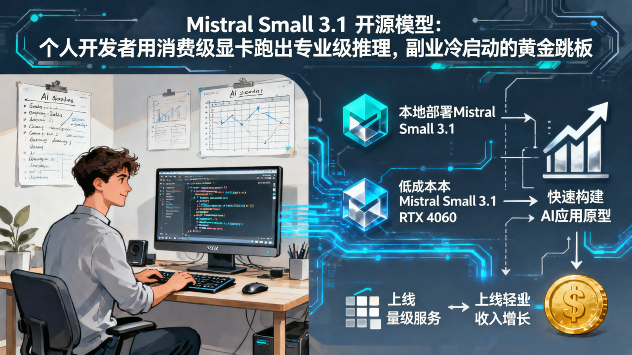 Mistral Small 3.1 开源模型：个人开发者用消费级显卡跑出专业级推理，副业冷启动的黄金跳板