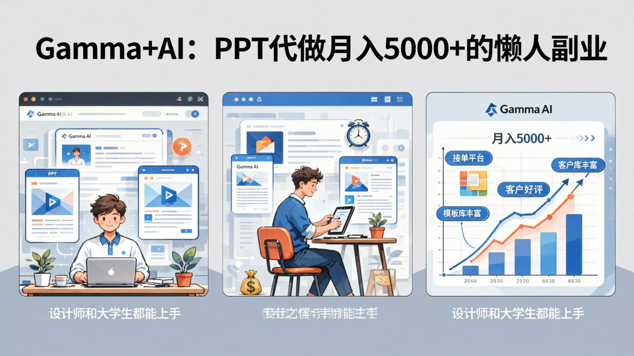 Gamma+AI：PPT代做月入5000+的懒人副业，设计师和大学生都能上手