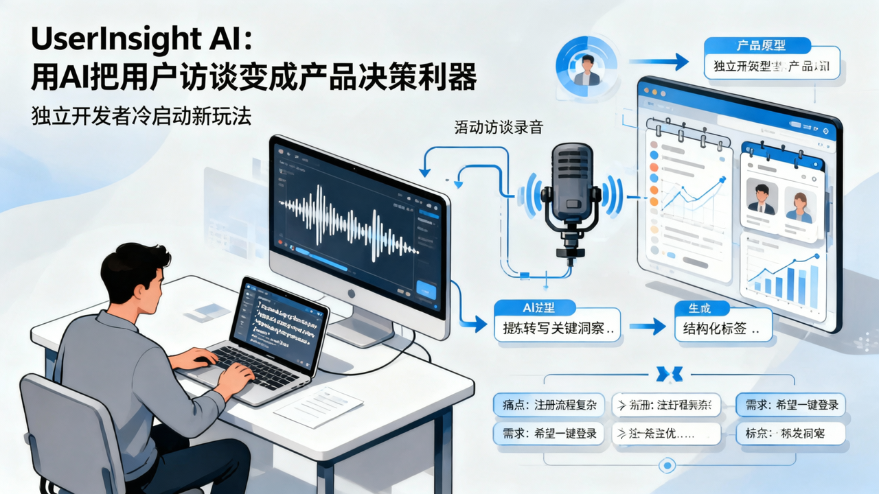 UserInsight AI：用AI把用户访谈变成产品决策利器，独立开发者冷启动新玩法