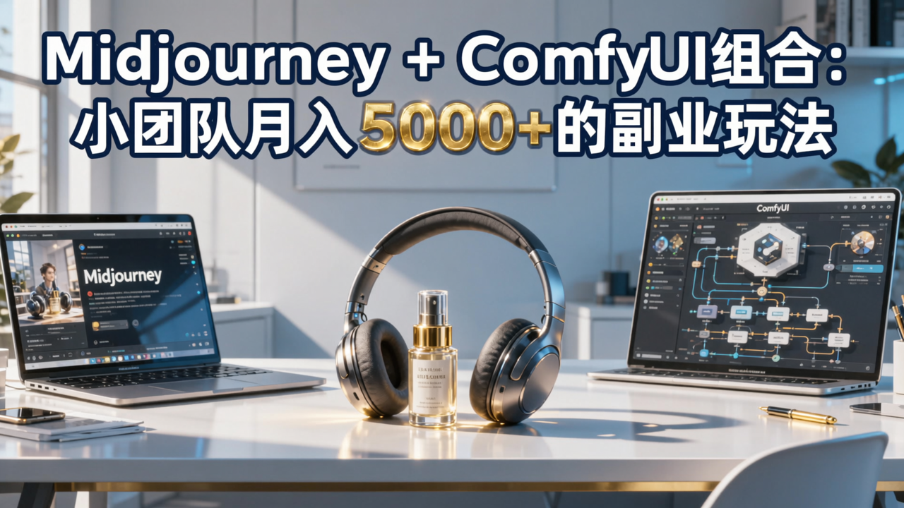 用AI生成电商产品图：Midjourney+ComfyUI组合，小团队月入5000+的副业玩法