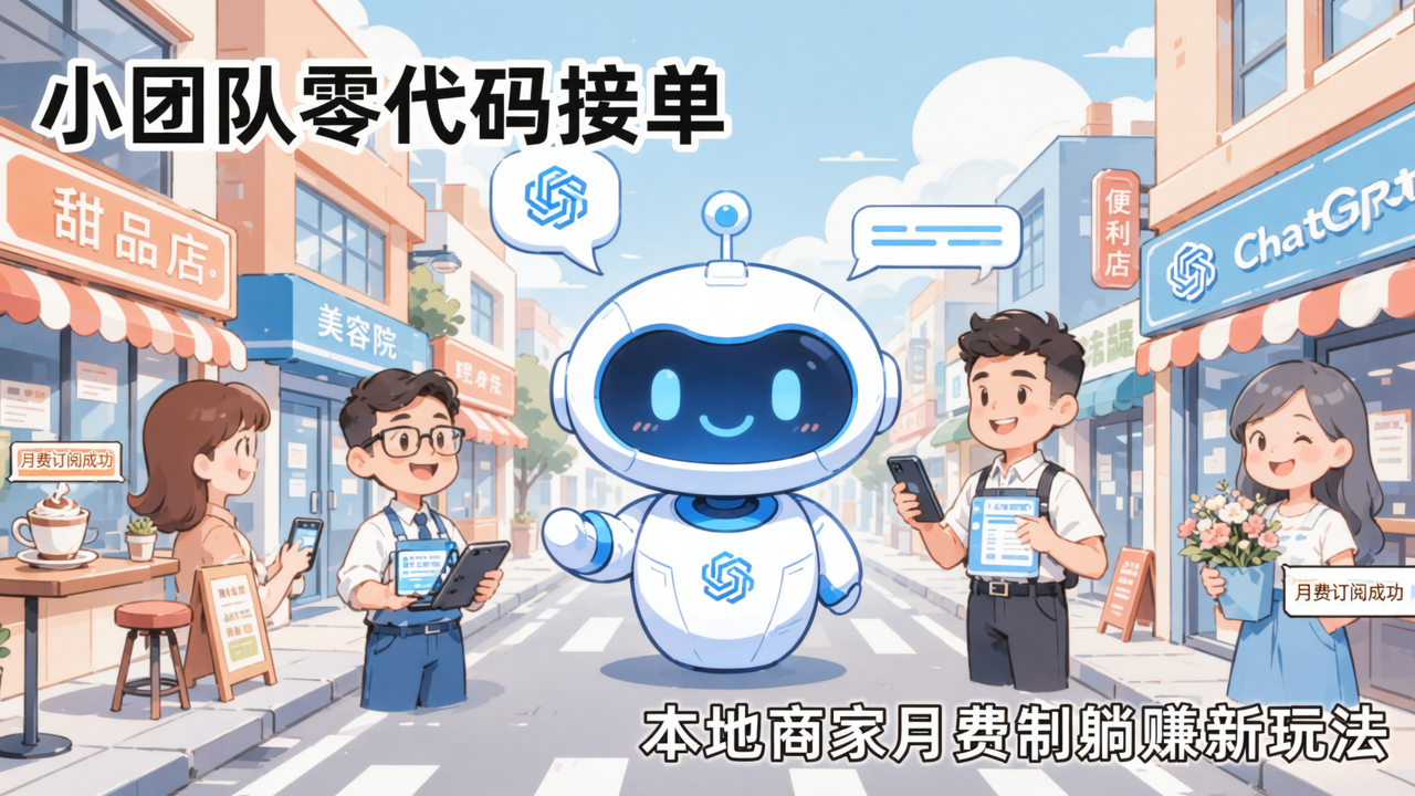 ChatGPT客服机器人：小团队零代码接单，本地商家月费制躺赚新玩法