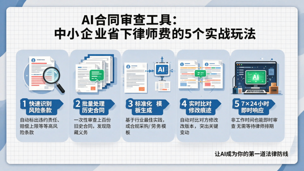AI合同审查工具：中小企业省下律师费的5个实战玩法