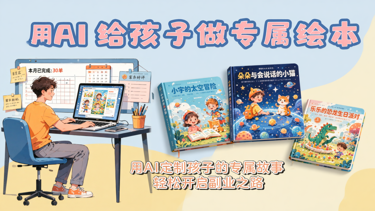 用AI给孩子做专属绘本，一个月接了30单的轻创方案