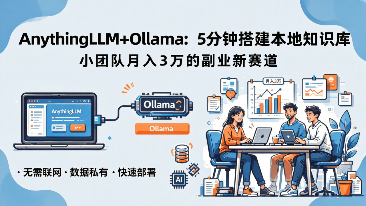 AnythingLLM+Ollama：5分钟搭本地知识库，小团队月入3万的副业新赛道