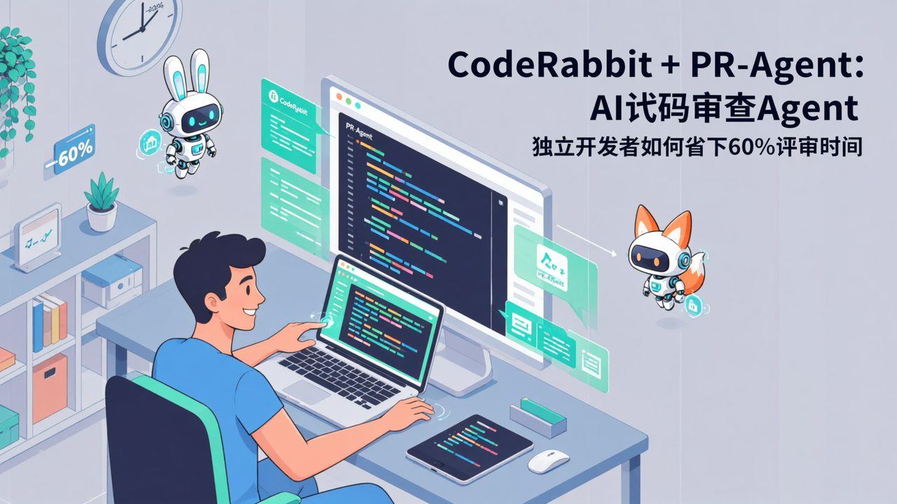 CodeRabbit + PR-Agent：AI代码审查Agent，独立开发者如何省下60%评审时间