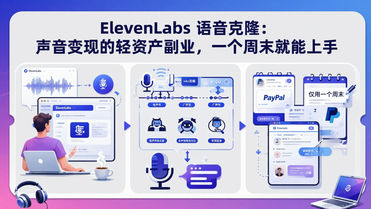 ElevenLabs 语音克隆：声音变现的轻资产副业，一个周末就能上手