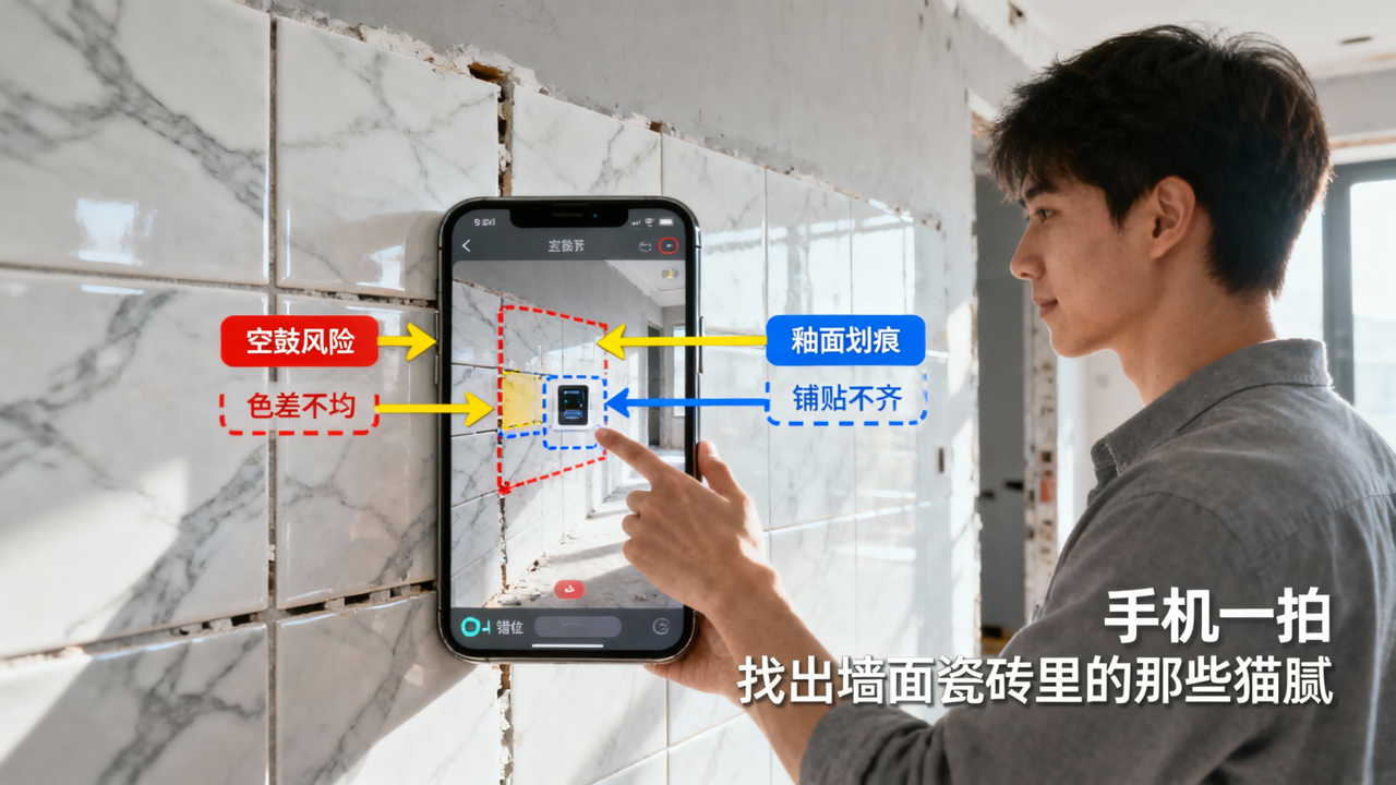 装修验收AI工具：手机一拍，找出墙面瓷砖里的那些猫腻