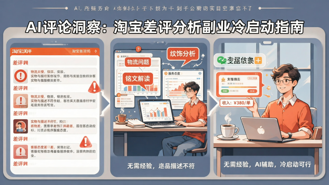 AI 评论洞察：给淘宝卖家做差评分析，一单几百元的副业冷启动