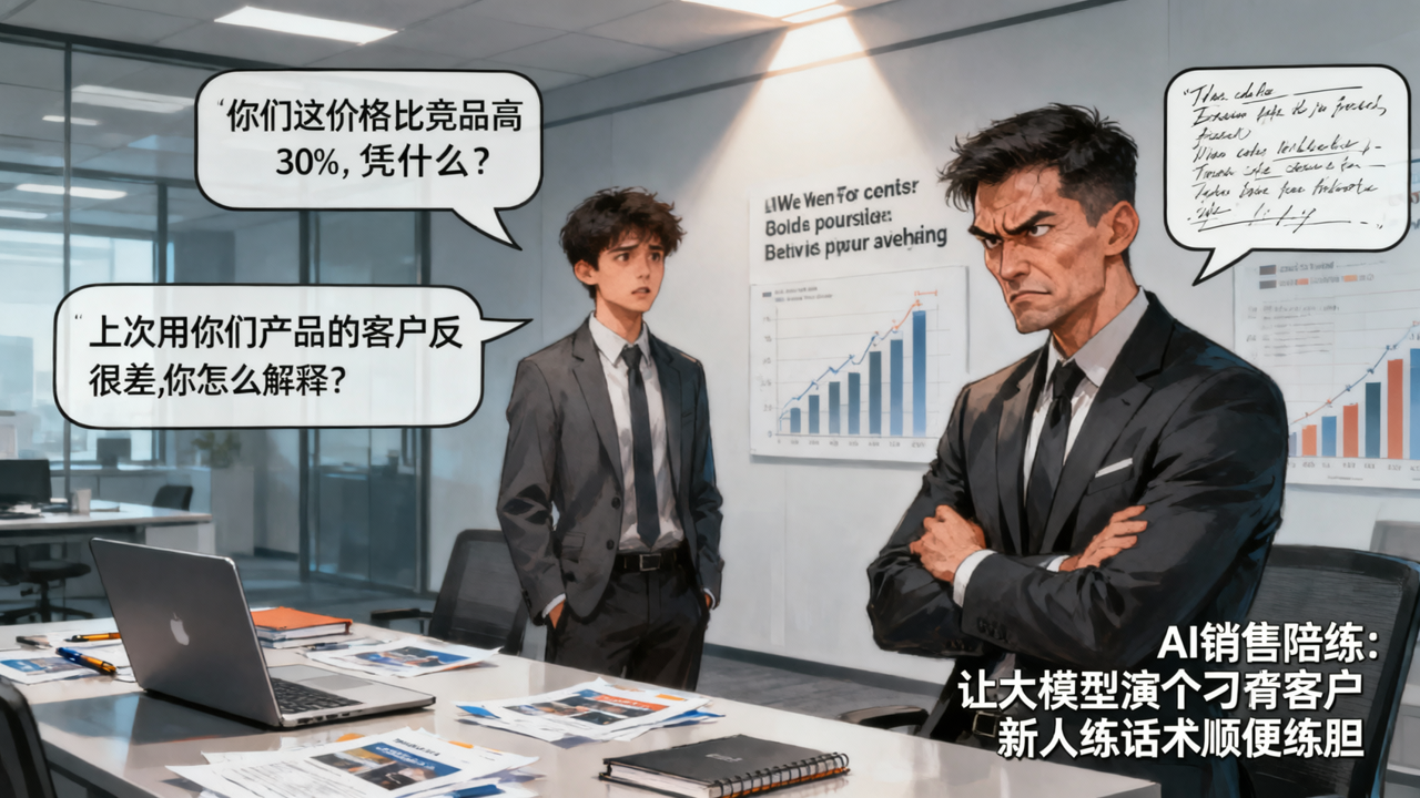 AI销售陪练：让大模型演个刁钻客户，新人练话术顺便练胆
