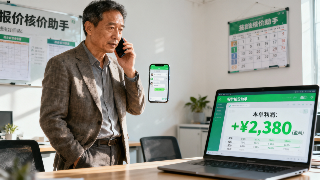 报价核价助手：老板对着微信说一句话，AI把这单到底赚不赚算给你看