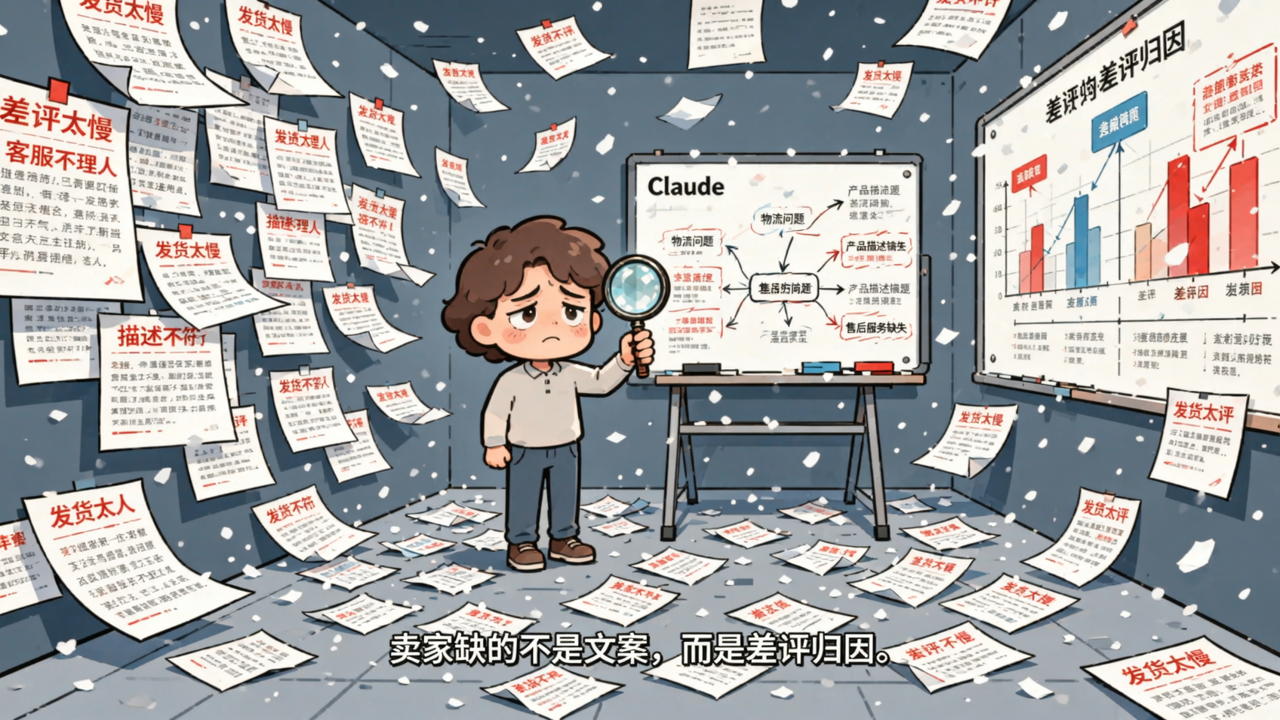 Claude 拆完一屋子差评才明白,卖家缺的不是文案是差评归因