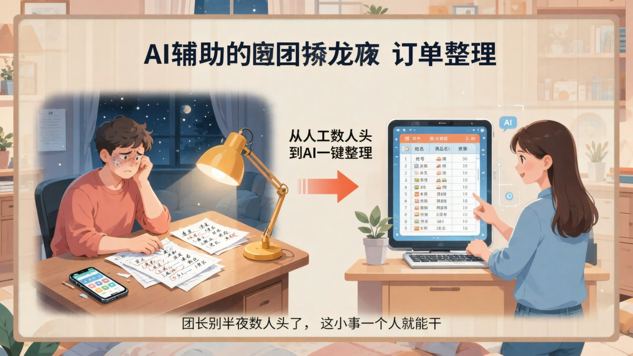 AI 群接龙订单整理：团长别半夜数人头了，这小事一个人就能干