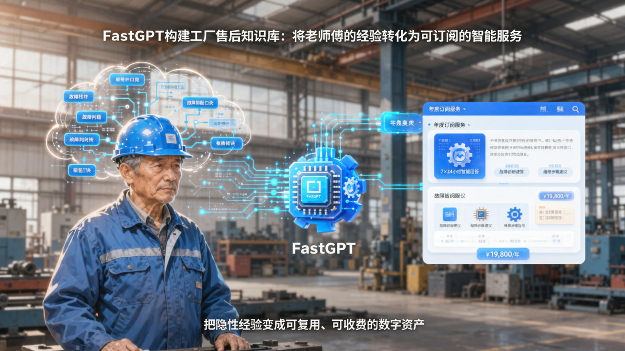 FastGPT 做工厂售后知识库：把老师傅脑子里的经验，变成能按年收钱的服务