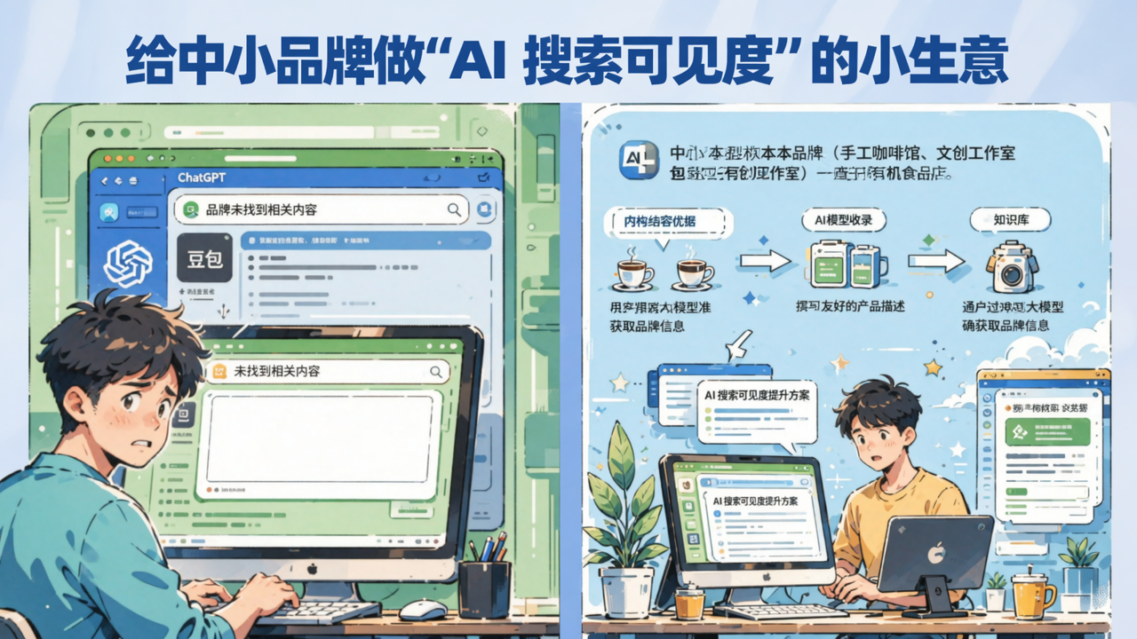 ChatGPT 和豆包里搜不到你，才是真麻烦：给中小品牌做「AI 搜索可见度」的小生意