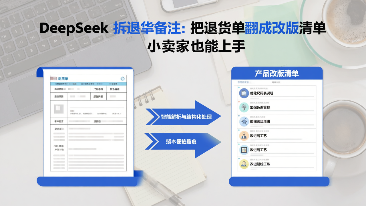 DeepSeek 拆退货备注：把退货单翻成改版清单，小卖家也能上手