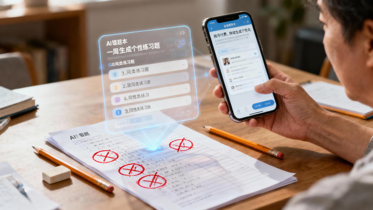 AI 错题本：一张卷子照片，就能给孩子出一周同类练习，家长愿意为此按月付费